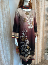 Load image into Gallery viewer, 3-Piece Maroon Gradient Embellished Borders W/ Chiffon Dupatta