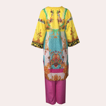 Load image into Gallery viewer, Pink/Turquoise Printed Lawn w/ Lawn Dupatta