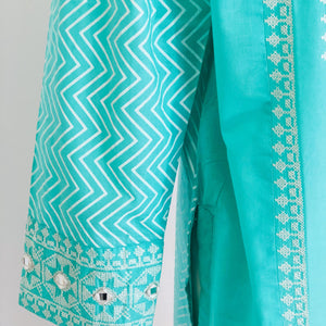 Turquoise Embroidered Lawn Kurti